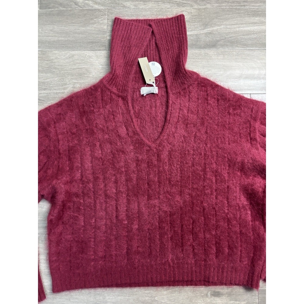 J Crew Brushed Cashmere Cropped Cardigan Warm Size L Fuzzy Sweater Collar